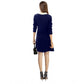 Generic Women's Polyester Solid Collar 3-4th Dress (Blue)