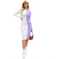 Generic Women's Knitting stretchable Solid Round Neck Full Sleeve Dress (Purple)