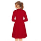 Generic Women's Knitting stretchable Solid Round Neck Full Sleeve Dress (Red)