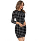 Generic Women's Polyester Solid High Neck Full Sleeve Dress (Black)