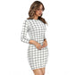 Generic Women's Polyester Solid High Neck Full Sleeve Dress (White)