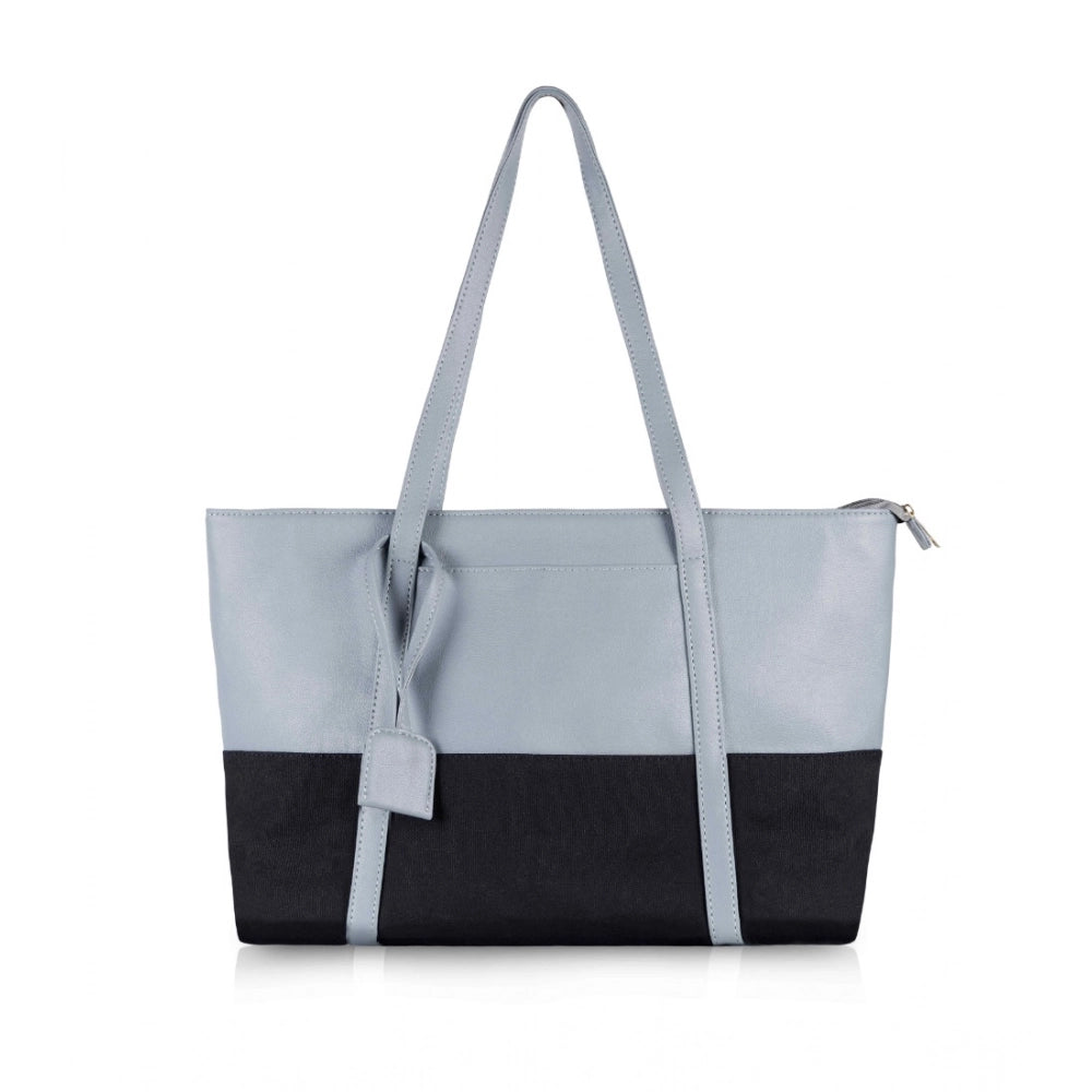 Generic Women's Faux Leather Large Shoulder Zipper Handbag (Light Blue)