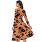 Generic Women's Knitting Printed V-Neck Full Sleeve Dress (Orange)