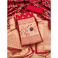 Generic Women's Banarasi Silk Printed Unstitched Salwar Suit Material With Dupatta (Red, 3Mtrs)