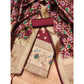 Generic Women's Banarasi Silk Printed Unstitched Salwar Suit Material With Dupatta (Maroon, 3Mtrs)