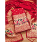 Generic Women's Banarasi Silk Printed Unstitched Salwar Suit Material With Dupatta (Red, 3Mtrs)