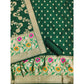 Generic Women's Banarasi Silk Printed Unstitched Salwar Suit Material With Dupatta (Green, 3Mtrs)