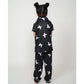 Generic Girl's Silk Bleand Printed Short Sleeve Night Suit Set (Black)