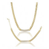 Generic Women's Stainless Steel Gold Polish Polish Hand Bracelet And Necklace (Gold Plated)
