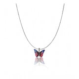 Generic Women's Stainless Steel Colorful Butterfly Pendent Dailywear chain (Silver Plated)