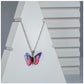Generic Women's Stainless Steel Colorful Butterfly Pendent Dailywear chain (Silver Plated)