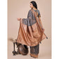 Generic Women's Linen Cotton Printed Saree With Unstitched Blouse 5.5Mtr (Grey)