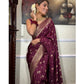 Generic Women's Silk Printed Saree With Unstitched Blouse 5.5Mtr (Wine)