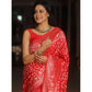 Generic Women's Silk Printed Saree With Unstitched Blouse 5.5Mtr (Orange)