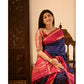 Generic Women's Silk Printed Saree With Unstitched Blouse 5.5Mtr (Navy Blue)