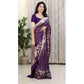 Generic Women's Silk Printed Saree With Unstitched Blouse 5.5Mtr (Purple)