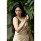 Generic Women's Silk Printed Saree With Unstitched Blouse 5.5Mtr (Off White)