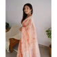 Generic Women's Cotton  Printed Saree With Unstitched Blouse 5.5Mtr (Peach)