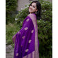 Generic Women's Silk Printed Saree With Unstitched Blouse 5.5Mtr (Purple)
