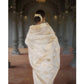Generic Women's Cotton  Printed Saree With Unstitched Blouse 5.5Mtr (White)