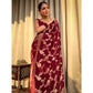 Generic Women's Silk Printed Saree With Unstitched Blouse 5.5Mtr (Maroon)