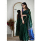 Generic Women's Cotton  Printed Saree With Unstitched Blouse 5.5Mtr (Green)