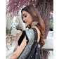 Generic Women's Silk Printed Saree With Unstitched Blouse 5.5Mtr (Black)