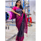 Generic Women's Silk Printed Saree With Unstitched Blouse 5.5Mtr (Navy Blue)