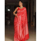 Generic Women's Silk Printed Saree With Unstitched Blouse 5.5Mtr (Orange)