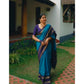 Generic Women's Silk Printed Saree With Unstitched Blouse 5.5Mtr (Blue)