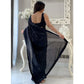 Generic Women's Georgette Embellished Sequnece Bollywood Saree With Unstitched Blouse 5.5Mtr (Black)