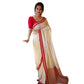 Generic Women's Cotton  Printed Saree With Unstitched Blouse 5.5Mtr (White)