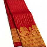 Generic Women's Silk Printed Saree With Unstitched Blouse 5.5Mtr (Red)