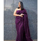 Generic Women's Georgette Embellished Sequnece Bollywood Saree With Unstitched Blouse 5.5Mtr (Purple)