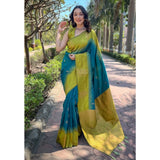 Generic Women's Silk Printed Saree With Unstitched Blouse 5.5Mtr (Rama)