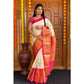 Generic Women's Soft Lichi Silk Printed Saree With Unstitched Blouse 5.5Mtr (Cream)