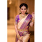 Generic Women's Soft Lichi Silk Printed Saree With Unstitched Blouse 5.5Mtr (Purple)