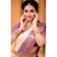 Generic Women's Soft Lichi Silk Printed Saree With Unstitched Blouse 5.5Mtr (Purple)