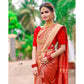 Generic Women's Soft Lichi Silk Printed Saree With Unstitched Blouse 5.5Mtr (Red)
