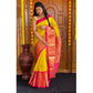 Generic Women's Soft Lichi Silk Printed Saree With Unstitched Blouse 5.5Mtr (Yellow)