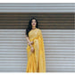 Generic Women's Soft Lichi Silk Printed Saree With Unstitched Blouse 5.5Mtr (Yellow)