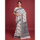 Generic Women's Jamdani Cotton Silk Printed Saree With Unstitched Blouse 5.5Mtr (Black)
