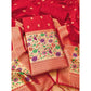 Generic Women's Banarasi Silk Printed Unstitched Salwar Suit Material With Dupatta (Red, 3Mtrs)
