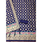Generic Women's Banarasi Silk Printed Unstitched Salwar Suit Material With Dupatta (Navy Blue, 3Mtrs)