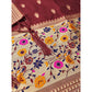 Generic Women's Banarasi Silk Printed Unstitched Salwar Suit Material With Dupatta (Maroon, 3Mtrs)