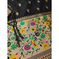 Generic Women's Banarasi Silk Printed Unstitched Salwar Suit Material With Dupatta (Black, 3Mtrs)