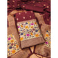 Generic Women's Banarasi Silk Printed Unstitched Salwar Suit Material With Dupatta (Maroon, 3Mtrs)