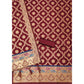 Generic Women's Banarasi Silk Printed Unstitched Salwar Suit Material With Dupatta (Maroon, 3Mtrs)