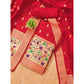 Generic Women's Banarasi Silk Printed Unstitched Salwar Suit Material With Dupatta (Red, 3Mtrs)