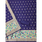Generic Women's Banarasi Silk Printed Unstitched Salwar Suit Material With Dupatta (Navy Blue, 3Mtrs)